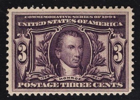 US #325 3c Violet Monroe MINT NH  SCV $170