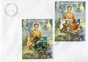 Sao Tome and Principe 2004 Scouts/Butterflies/Birds/Orchids/B.Franklin SS(9) FDC