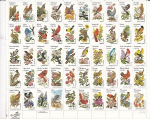 Sc 1953  / 2002 1982 U.S State Bird Flowers 20¢ sheet or singles NH CV $27.50