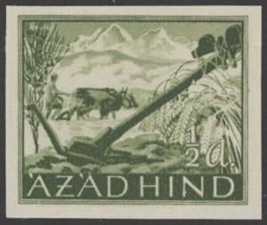 1943  Azad Hind (India) 1/2A Farm & Oxen, MH Imperforate