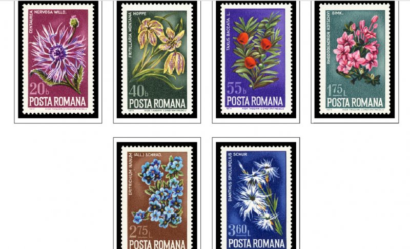 COLOR PRINTED ROMANIA 1961-1974 STAMP ALBUM PAGES (128 illustrated pages)