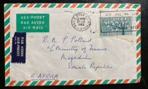 1962 Dublin Ireland Airmail Cover To Mogadishu Somali Coast Slogan Cancel