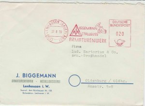 Germany 1959 Lenhausen Cancel Metal Cast Fittings Machine Stamps Cover Ref 29175