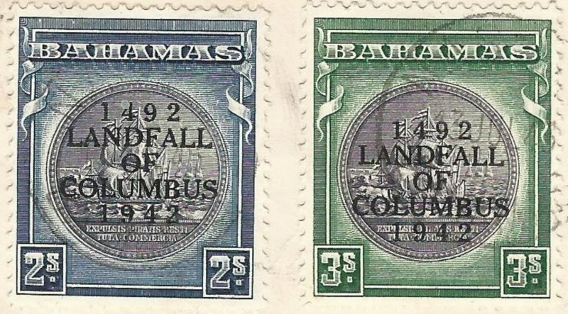 Bahamas July 1943 Censored Registered Airmail Cover - Complete 1942 Columbus Set