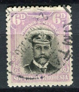 SOUTHERN RHODESIA; 1924 early GV Admiral issue used Shade of 6d. value