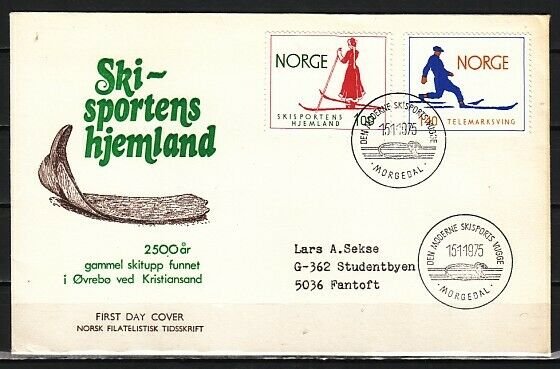 Norway, Scott cat. 647-648. Homeland of Skiing issue. First day cover. ^