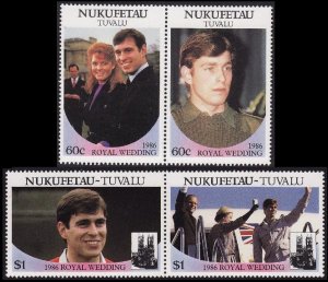 Tuvalu Nukufetau Royal Wedding Prince Andrew 4v in pairs 1986 MNH