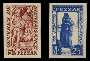 Fezzan, Fezzan #2NB1-2 (Sass. 27-28) Cat€375, 1950 The Unhappy Ones, impe...