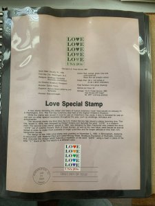 USPS Souvenir Page Scott 2072,1984 love special stamps