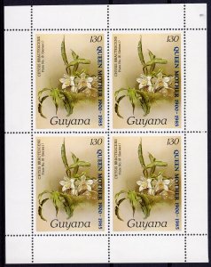 Guyana 1985  ORCHIDS - QUEEN MOTHER Sheetlet (4) MNH