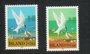 Iceland; Scott B23, B24; 1972;  Unused; NH; Complete Set; Birds