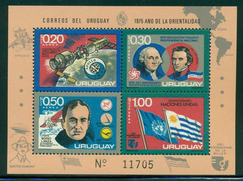 Uruguay Scott #C414 Mi Bl 26 MNH Anniversaries & Events Apollo IWY USA Space CV$