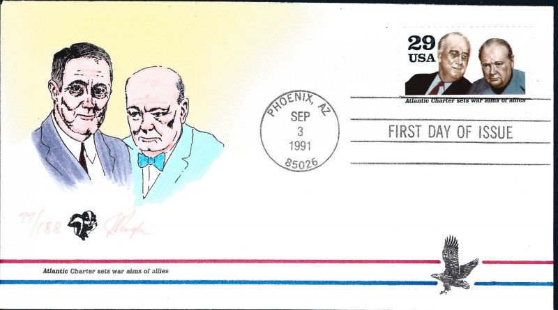 Beautiful Pugh Painted WW!! Atlantic Charter FDC -only 188 created...