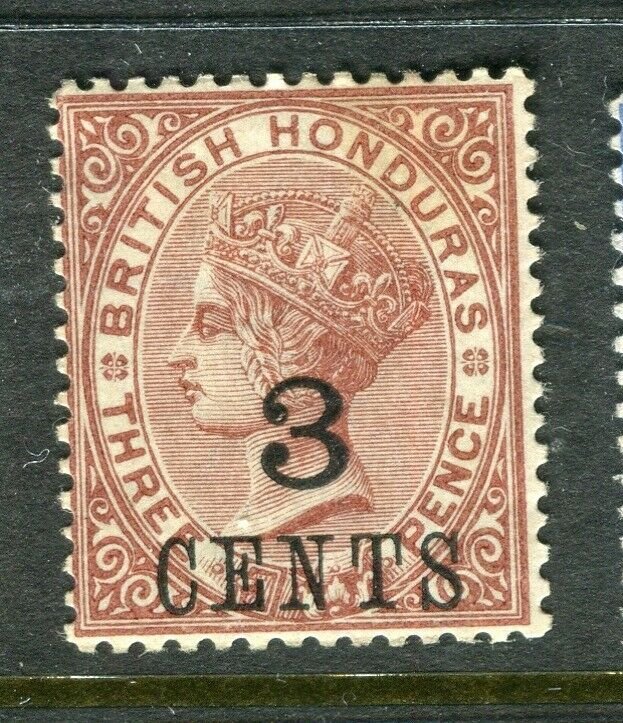 BRITISH HONDURAS; 1888 surcharged QV issue Mint hinged Shade of 3 CENTS value