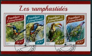 Central African Rep 2017 CTO Birds on Stamps Toucans Toucan 4v M/S