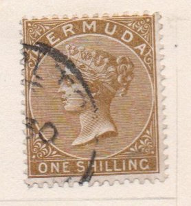 Bermuda Sc 25 1893 1 shilling brown Victoria stamp used