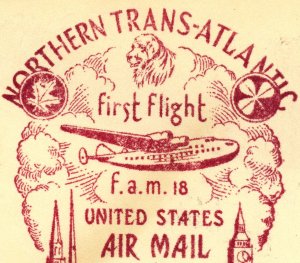 Northern Trans-Atlantic FAM18 First Flight #C11 Airmail Postage Cover 1939 USA