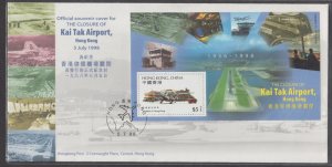 Hong Kong 1998 Closure of Kai Tak Airport Souvenir Sheet on FDC [Sale!]