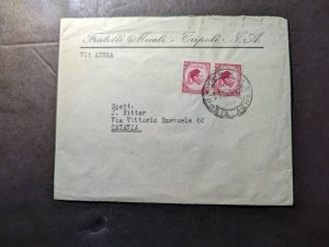 1952 Kingdom of Libya Airmail Cover Tripoli NA to Catania J Ritter