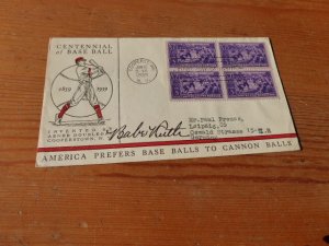 1939 Baseball USA FDC Cover with Babe Ruth preprint autograph