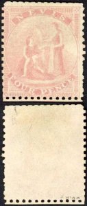 Nevis SG2 4d Rose on Greyish paper Mint (no gum) Cat 180 pounds