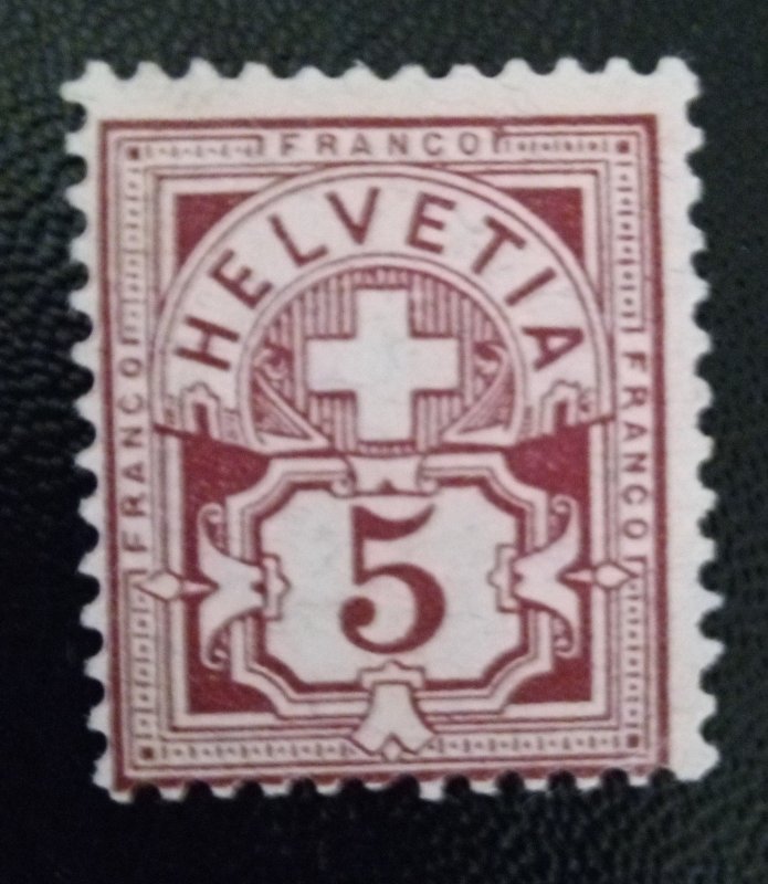 Switzerland Scott 71 Mint H Og Granite Paper , 1882