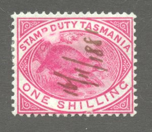 Tasmania Scott AR27 UHR - 1880 1sh Duck BIlled Platypus Postal Fiscal Issue