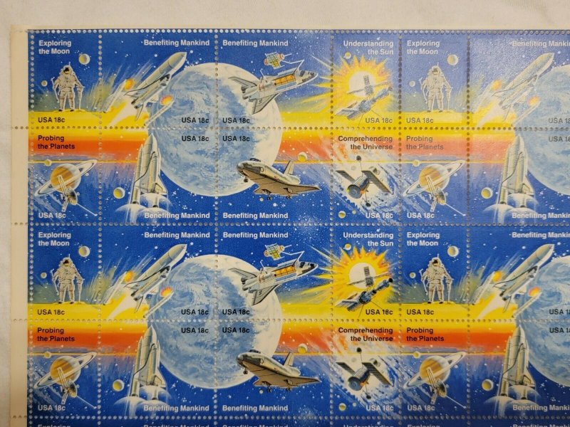 Space Achievement Sheet of 48 Stamps, Scott #1912-1919,  NASA. $8.64 FV. 18 cent