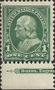 # 279 Deep Green Mint Hinged Ben Franklin