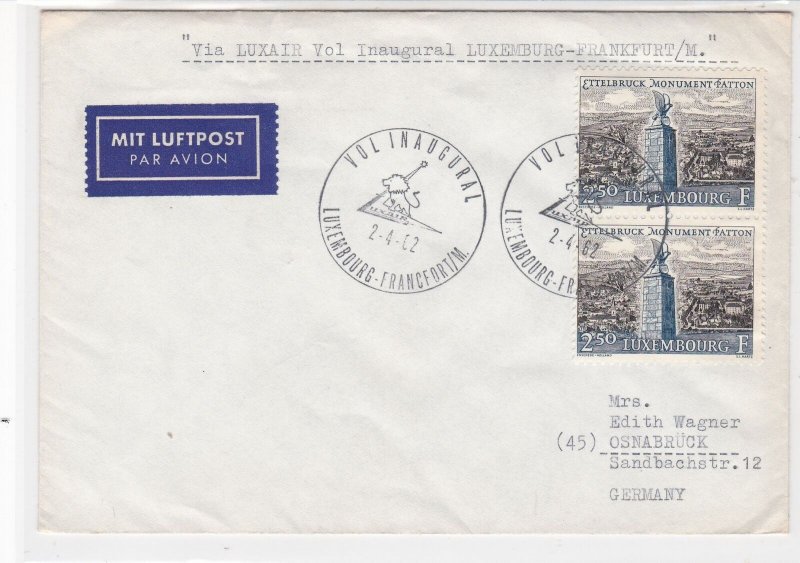 Luxembourg 1962 Ettelbruck monument Double Stamps & Cancels Amail Cover ref22745