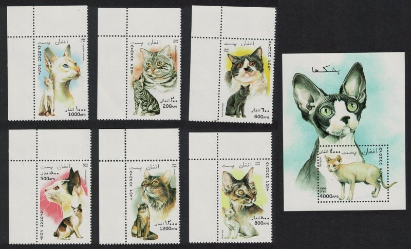 Afghanistan Cats 6v Corners + MS 1996 MNH MI#1701-1706+Block 91