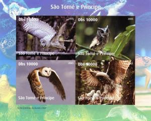 St.Thomas & Prince 2005 Owls-Turtles Shlt (4) Imperf.MNH VF 