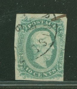 Confederate States  Confederate #11 or 12; partial CDS Pulse original gum with a hinge, three + margins.