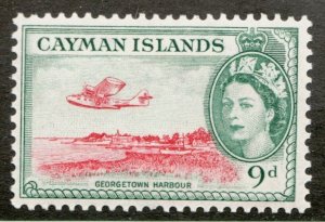 1953 Cayman Islands  Sc #144 - QEII Airplane Georgetown Harbour - MH stamp Cv$9