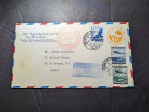 1936 Germany LZ 129 Hindenburg Zeppelin Cover Frankfurt to East Orange NJ USA