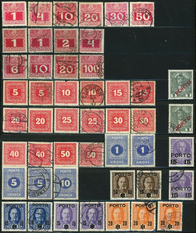 AUSTRIA Postage Due Stamp Collection EUROPE 1908-1935 Used Mint LH NH