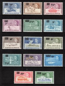 BRITISH ANTARCTIC 1971 Surcharges; Scott 25-38, SG 24-37; MNH