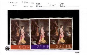 Ireland, Postage Stamp, #510-512 Mint NH, 1981 Christmas (AC)