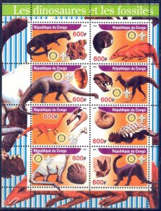 Congo 2004 Dinosaurs Fossils (II) Rotary Club Scouting Scouts Sheet MNH