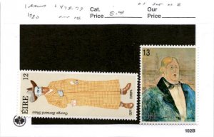 Ireland, Postage Stamp, #478-479 Mint NH, 1980 Art, Bernard Shaw, Art (AC)