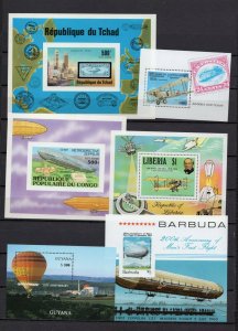 WORLDWIDE AVIATION SET OF 6 S/S MNH