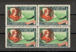 SLOVENIA - YUGOSLAVIA - MNH BLOCK OF 4 POSTER STAMPS - HELP TO BLIND WOMEN -1937