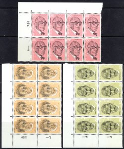 Switzerland Sc# 546-548 MNH Blocks/8 1972 Portraits & Signatures