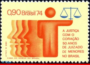 1373 BRAZIL 1974 JUVENILE COURT, YOUTHS, JUDGE, JUSTICE MI# 1465 RHM C-870, MNH