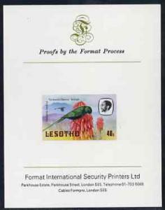 Lesotho 1981 Malachite Sunbird 40s imperf proof mounted o...