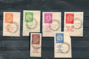 Israel Scott #1-6 Doar Ivri Tabs Used with First Day Mandate Cancels!!