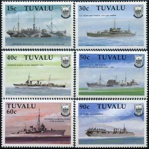 TUVALU 1990 - Scott# 543-8 WWII Ships Set of 6 LH