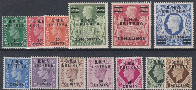 ERITREA  1948 - 49     S G E1 - E12  SET OF 13  MH  CAT £75  