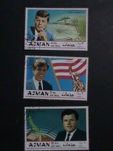 AJMAN AIRMAIL STAMP: ROYAL KENNEDY FAMILY MEMBERS CTO- NH STAMP SET.  VERY RARE