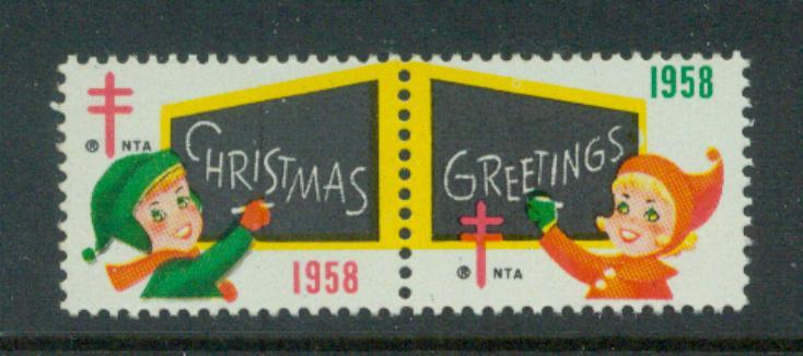 U.S. Scott WX191 1958 Christmas Seals MNH Pair